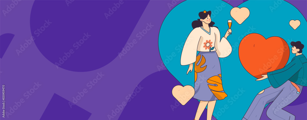Happy Valentine's Day flat character vector concept business hand drawn illustration
Happy Valentine's Day flat character vector concept business hand drawn illustration