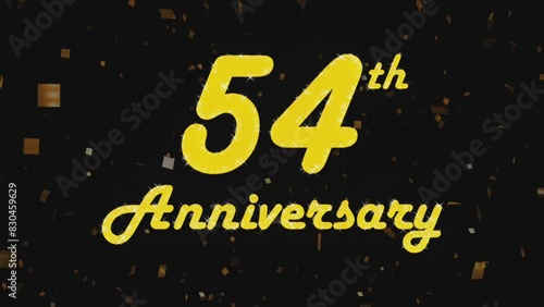 Happy 54th anniversary, motion graphic black background.