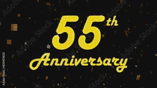 Happy 55th anniversary, motion graphic black background.