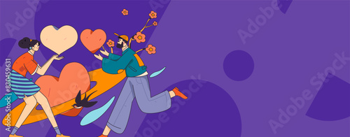 Happy Valentine's Day flat character vector concept business hand drawn illustration
