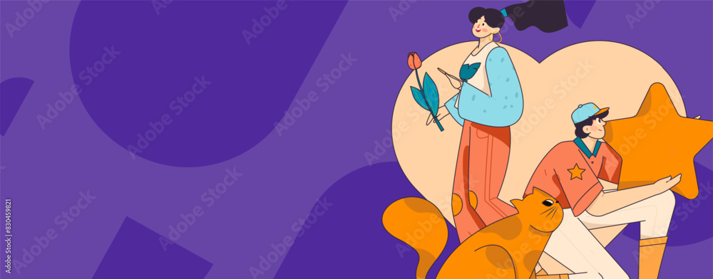 Naklejka premium Happy Valentine's Day flat character vector concept business hand drawn illustration 