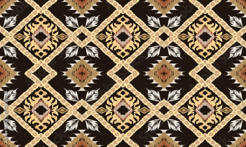 Hand draw Ikat floral paisley embroidery.ikat ethnic oriental pattern traditional.Aztec style abstract vector illustration.  background.great for textiles, banners, wallpapers,batik,fabric.