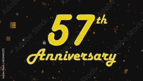 Happy 57th anniversary, motion graphic black background.