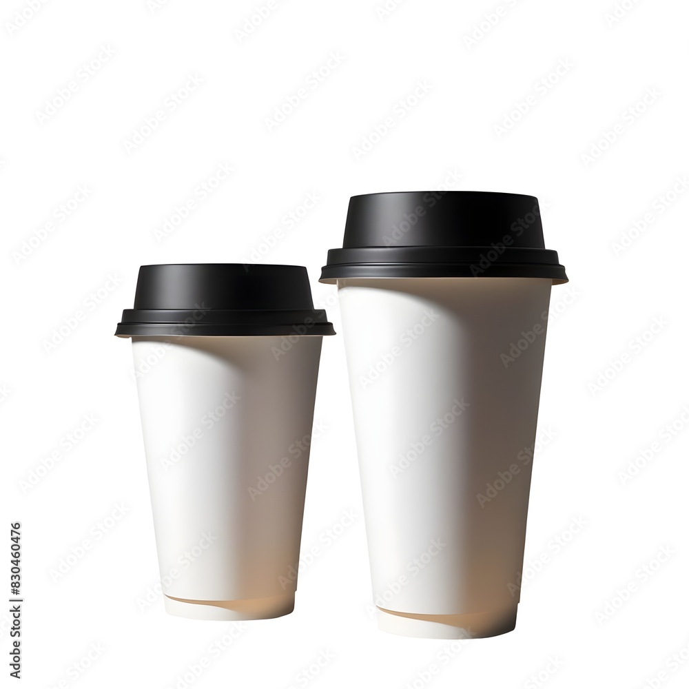 Coffee cup, 2 disposable cups, 3D rendering Coffee cup, 2 disposable cups, 3D rendering