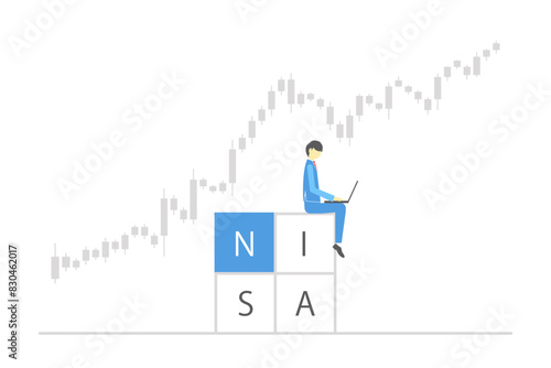 NISAを利用して投資を行う男性のイラスト