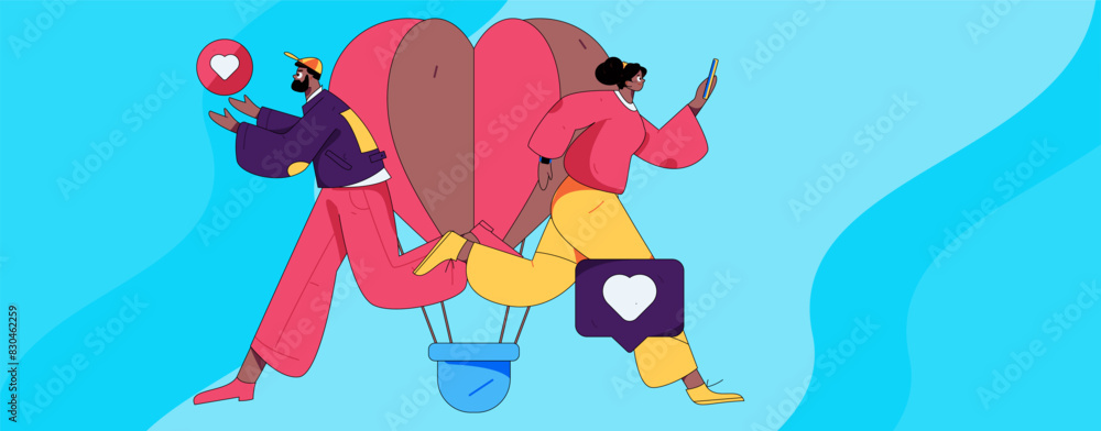 Happy Valentine's Day flat character vector concept business hand drawn illustration
Happy Valentine's Day flat character vector concept business hand drawn illustration