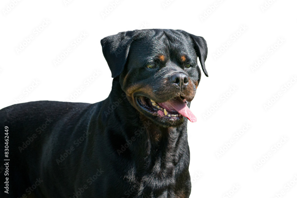 Rottweiler dog, close up shot. Isolated, on transparent background. Rottweiler dog, close up shot. Isolated, on transparent background.