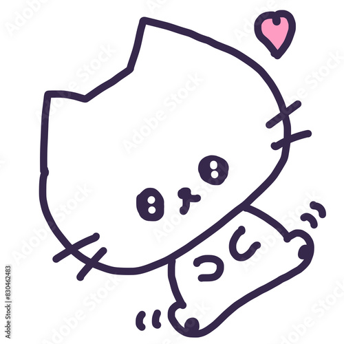 うるうるの目でへそ天して甘えているかわいい白い色の子猫のイラスト