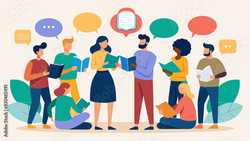 Attendees took turns sharing their thoughts and favorite passages from the book generating thoughtful discussions and creating a sense of community.. Vector illustration