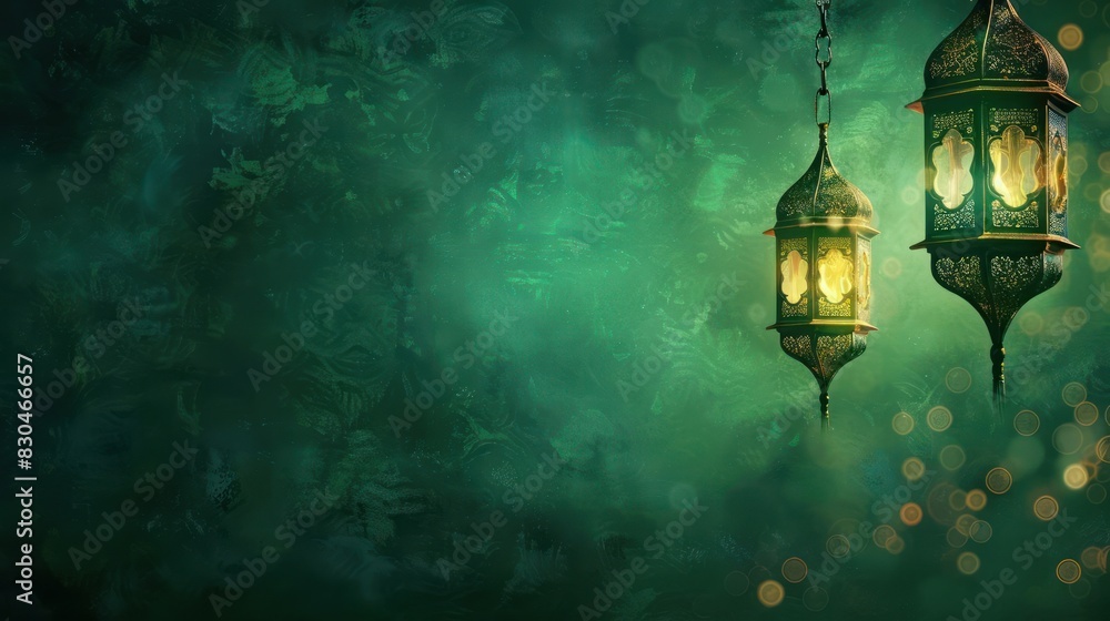 Tranquil Mystique, A Duo of Illuminated Lanterns in a Minimalist Digital Artwork Tranquil Mystique, A Duo of Illuminated Lanterns in a Minimalist Digital Artwork