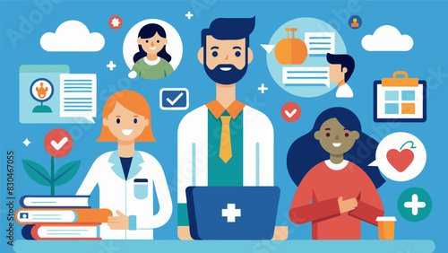 An information session about student health services including the campus clinic counseling center and resources for maintaining physical and mental wellbeing.. Vector illustration