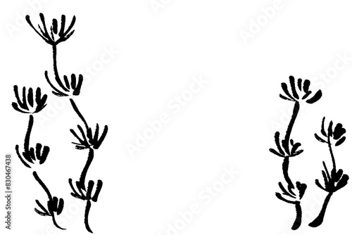 筆タッチのシンプルなマツモの線画イラスト
