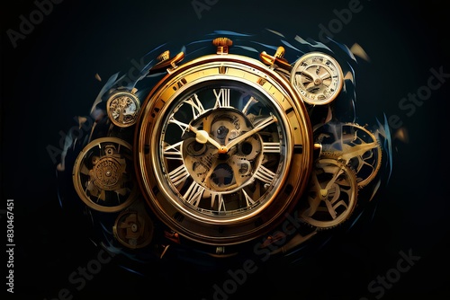 Time clock zodiac closeup abstract background