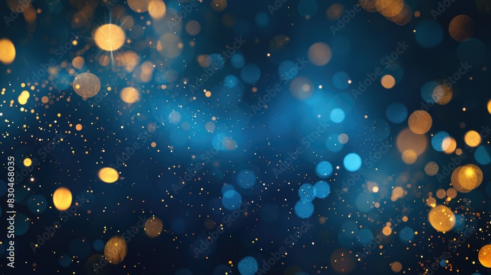 abstract background with Dark blue and gold particle. Christmas Golden light shine particles bokeh on navy blue background. Gold foil texture. Holiday concept abstract background with Dark blue and gold particle. Christmas Golden light shine particles bokeh on navy blue background. Gold foil texture. Holiday concept