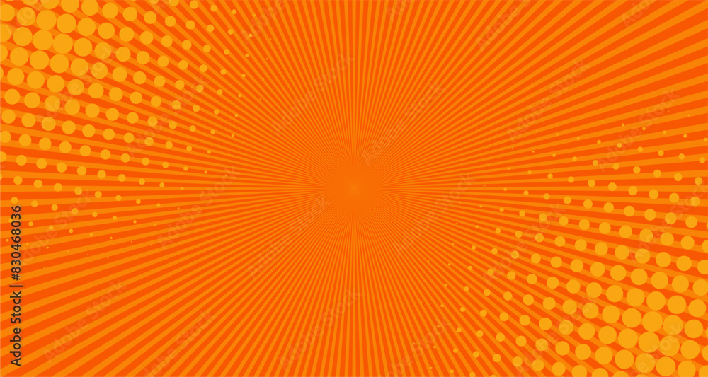 Yellow comic background with sun burst and dot halftone Yellow comic background with sun burst and dot halftone
