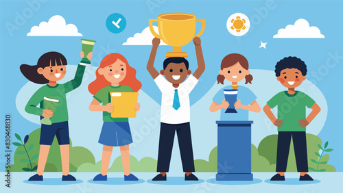 A schoolwide competition between classes to see who can collect the most recyclables with prizes and bragging rights at stake.. Vector illustration