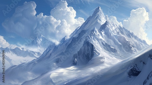 Fototapeta Naklejka Na Ścianę i Meble -  Snowy mountain skyline perspective