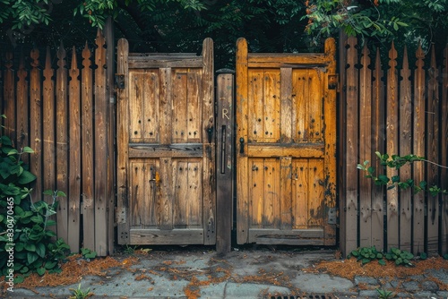An image of two wooden doors on fences, showcasing traditional design and harmony with nature.

