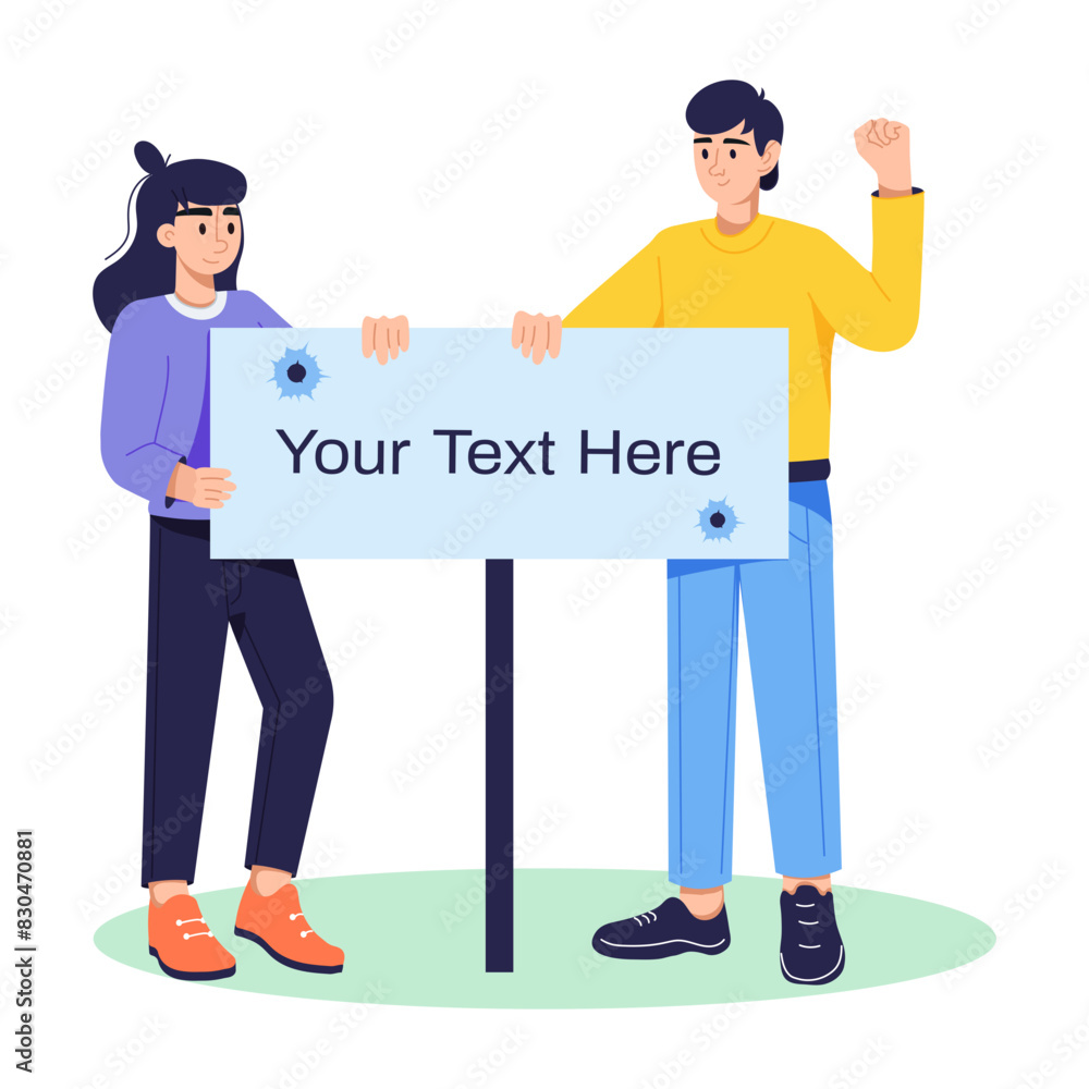 Fototapeta premium Ready to use flat illustration of protest sign