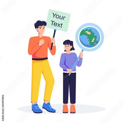 Premium flat illustration of environmental activists 