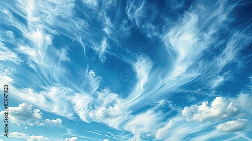 Dramatic Whirling Clouds and Azure Sky - Stunning Natural Scenic View in Clear Weather photo