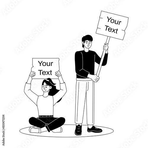 Ready to use glyph illustration of passive protest 