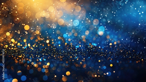 Blue and gold Abstract background and bokeh on New Year s Eve