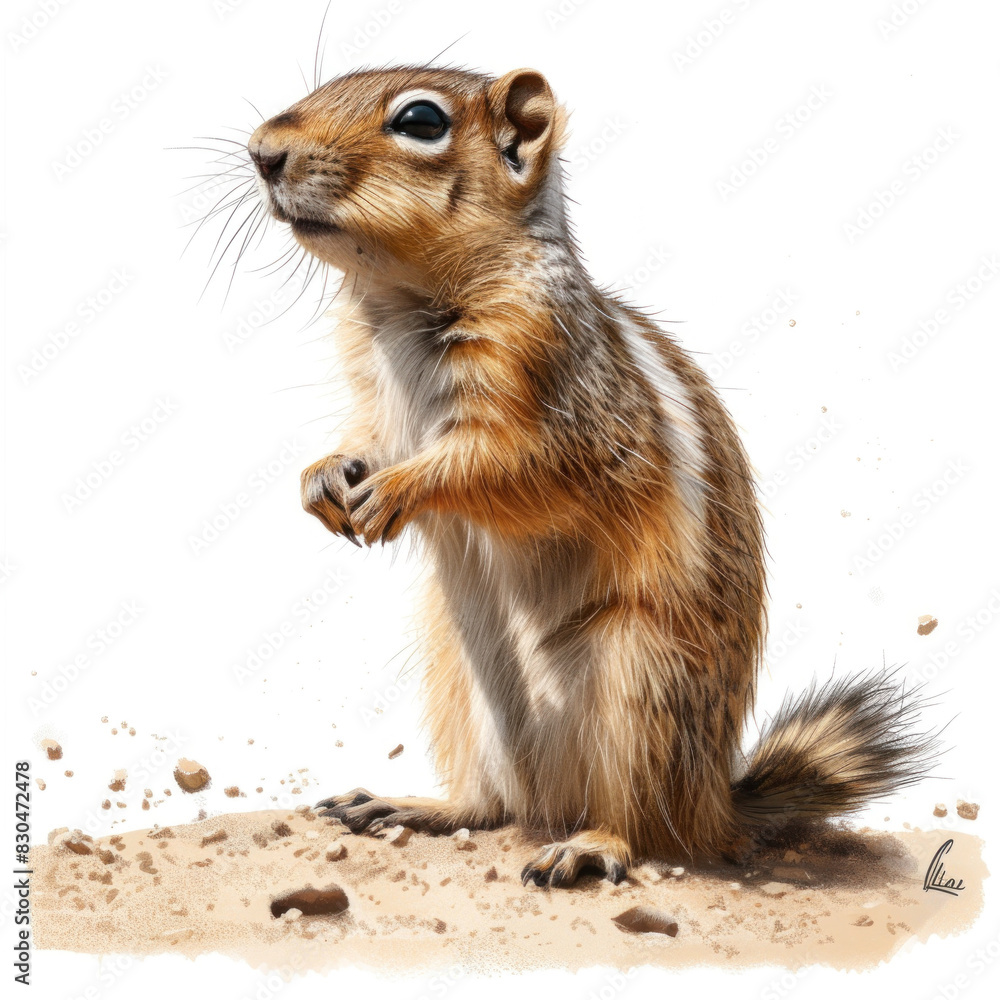 Curious chipmunk in a dynamic pose, caught in the act of scattering sand, showcasing its playful and agile nature. Curious chipmunk in a dynamic pose, caught in the act of scattering sand, showcasing its playful and agile nature.