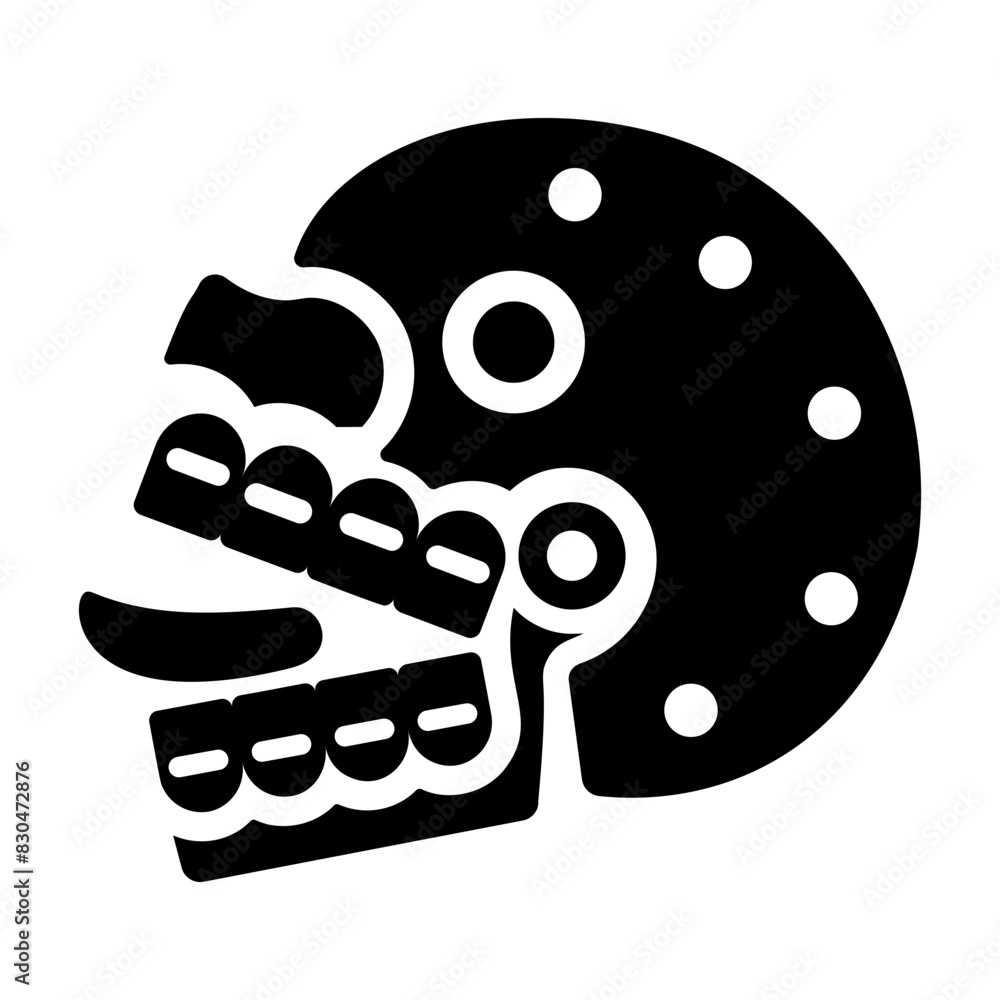 Modern solid style icon showing miquiztli Modern solid style icon showing miquiztli