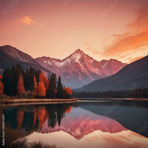  Landscape of a mountain range at sunrise