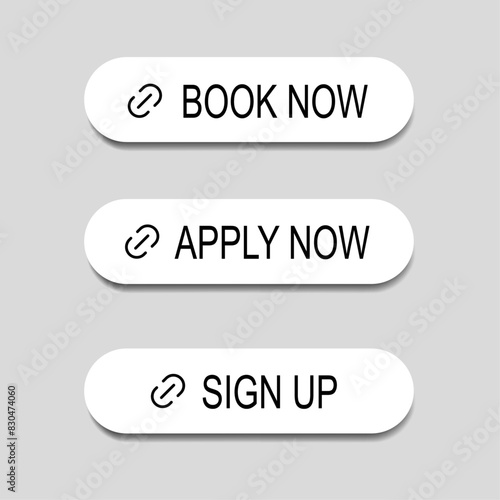 Book Now, apply now and sigh up button with link icon