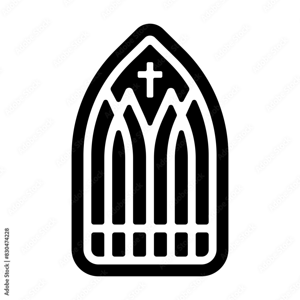 Premium filled style icon of cathedral window Premium filled style icon of cathedral window