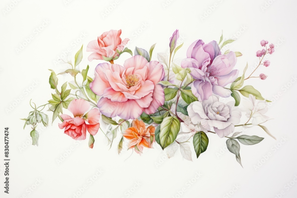Painting of floral pattern drawing flower.