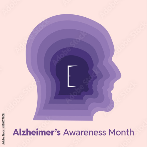 alzheimers disease awareness month purple elder head door illustration