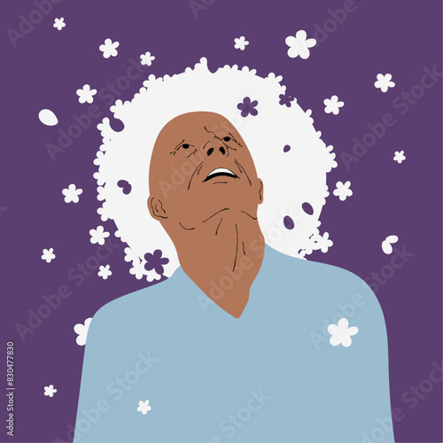 alzheimers awareness month purple elders losing memory as floral blossom illustration