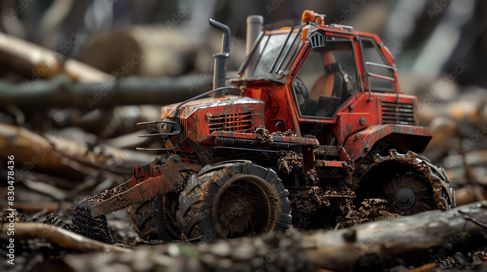 Forestry slash bundler, bundling slash, realistic textures