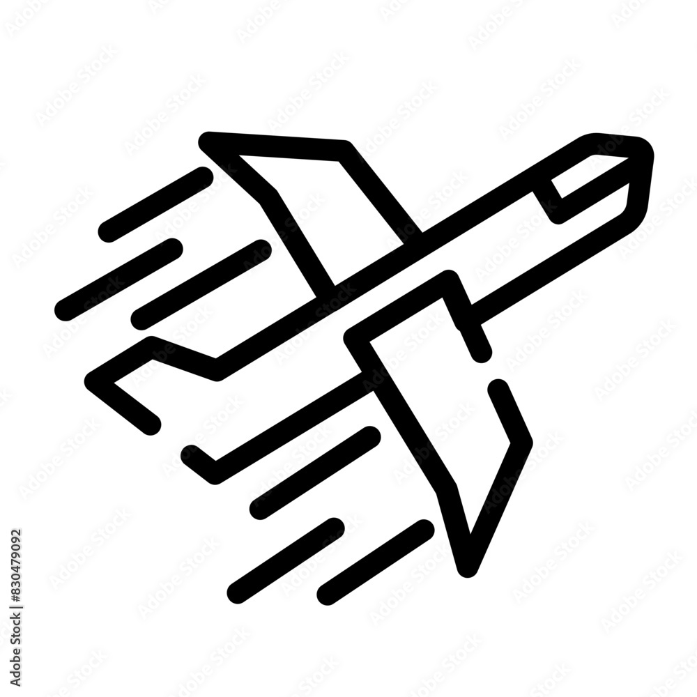 the plane flies quickly cut line icon style the plane flies quickly cut line icon style