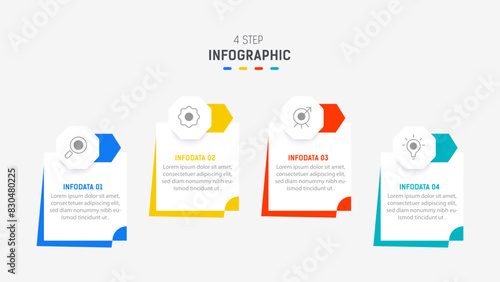 Four Step Infographic element design Vector template for presentation. process diagram and presentations step, workflow layout, banner, flow chart, info graphic vector illustration.