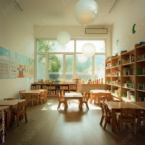 A classic-looking elementary school cute classroom