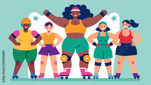 A roller derby league that embraces and empowers athletes of all body shapes and sizes.. Vector illustration