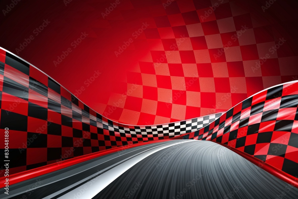 Obraz premium A red checkered background with a black and red checkered flag.