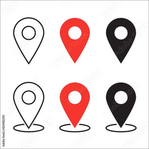 Set of Location pin icons. Modern map markers. Location mark icons. Destination Symbol. Pointer Logo. Vector illustration
