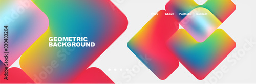 Arrows and squares with bright colors and round angles. Vector Illustration For Wallpaper, Banner, Background, Card, Book Illustration, landing page