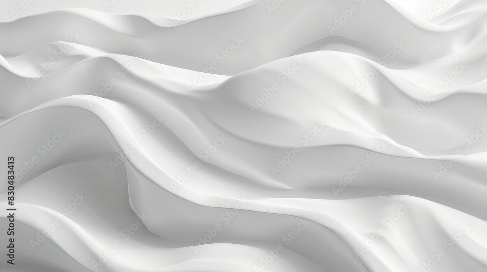 White wave-like forms create a seamless transition into a clean, minimalist background. White wave-like forms create a seamless transition into a clean, minimalist background.