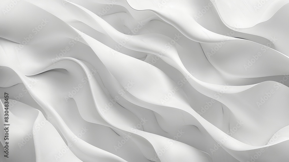 White wave-like forms create a seamless transition into a clean, minimalist background. White wave-like forms create a seamless transition into a clean, minimalist background.