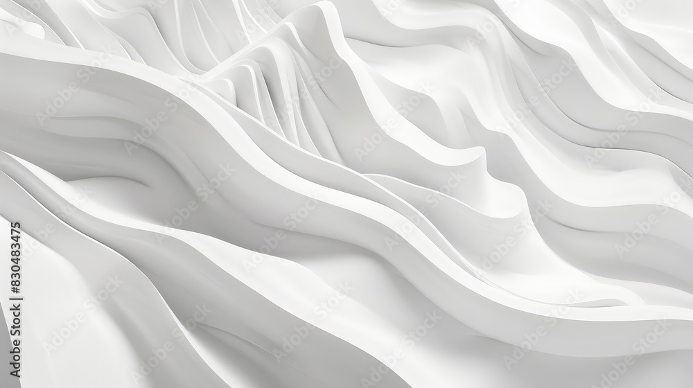 Obraz premium White wave-like forms create a seamless transition into a clean, minimalist background.