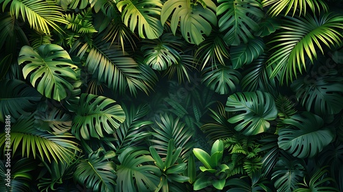 Tropical Nature green leaves frame background