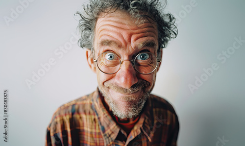 Expressive senior man with glasses