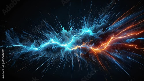 Glowing electric burst wave blue and red Interwoven Cosmic Nebulae on outer space