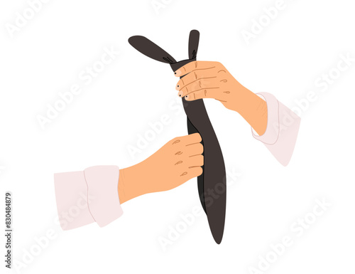 Hands of man with basic nail design isolated on a white background. Male manicure concept. Mantying ties. Elegance male daily routine. Non-colors manicure, trendy nails. Vector illustration.
